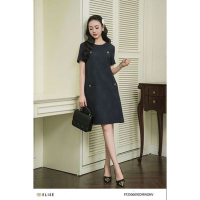 Đầm suông tím than hoa nổi thiết kế Elise mã FF2506093DMWONV