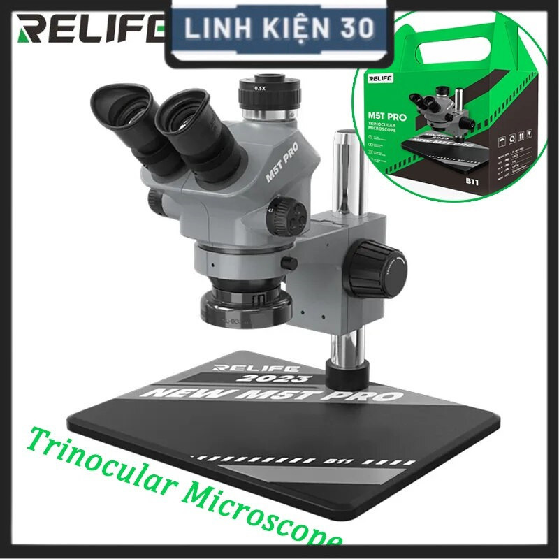 Kính hiển vi RL-M5T PRO-B11 độ phóng đại 7-50X, 3 mắt, ống CTV 0.35X