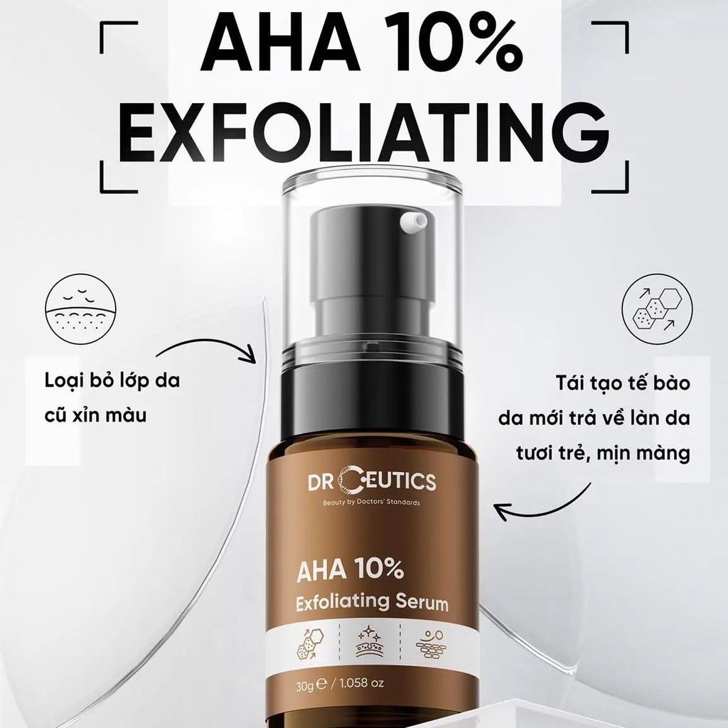 Tinh chất Serum AHA DrCeutics Tẩy Da Chết Làm Sáng Và Giảm Lão Hóa Da AHA 10% Exfoliating 30g