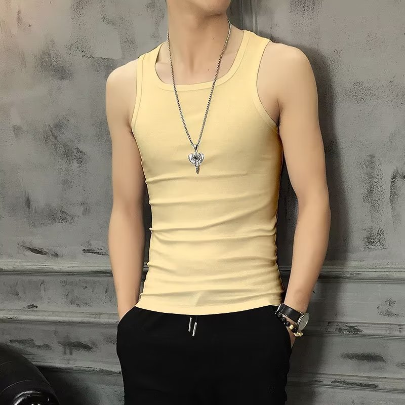 Nam Áo Vest Mùa Hè Slim-fit Hurdles Thể Thao Thể Dục Đáy Hút Mồ Hôi Thoáng Khí Trắng Nam Dưới