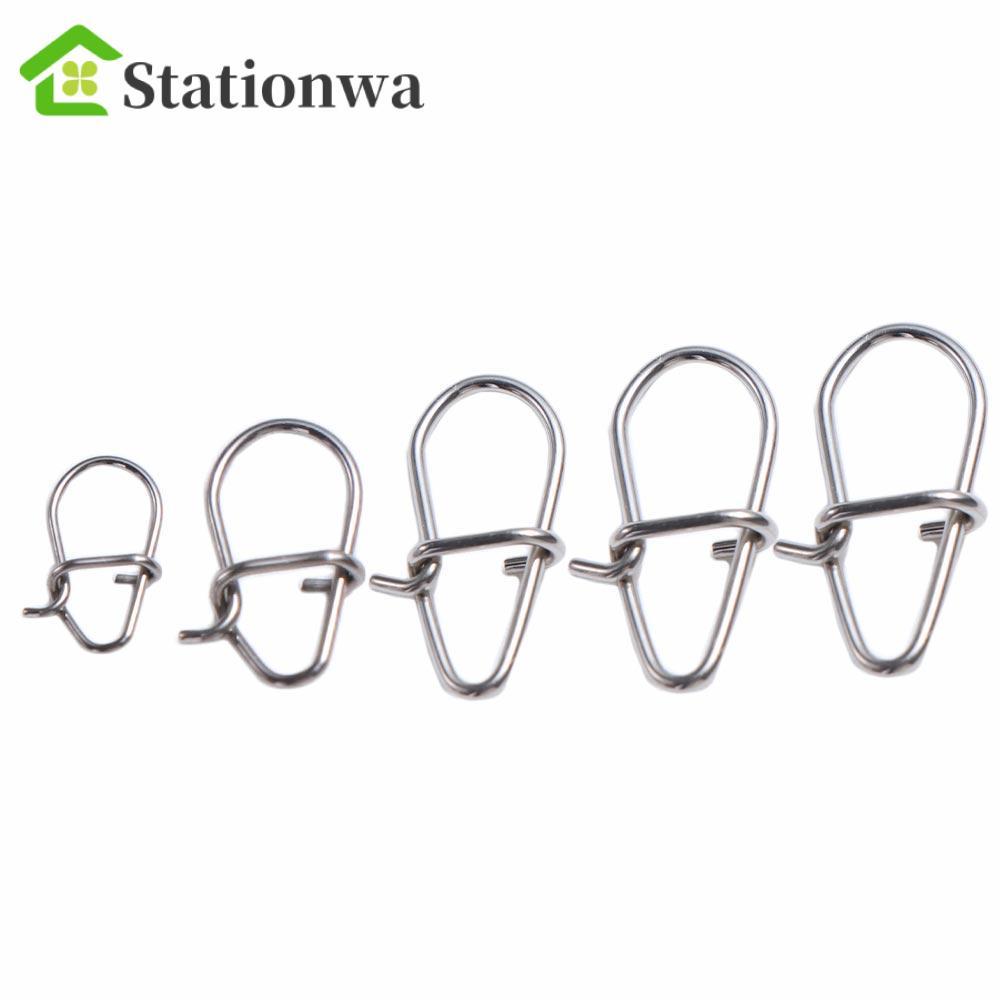 STATIONWA Xoay Dụ Kết Nối 100 Chiếc Pesca Câu Cá Phụ Kiện Khóa Snap Kết Nối Thép Không Gỉ Câu Cá Móc