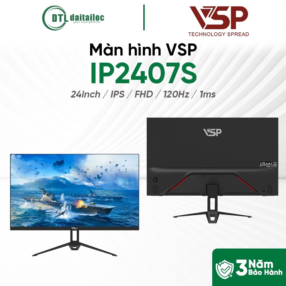 Màn hình VSP IP2407S 24inch IPS FHD 100-120-144Hz 1ms FreeSync Đen Trắng | Chính Hãng | Bảo hành 36 