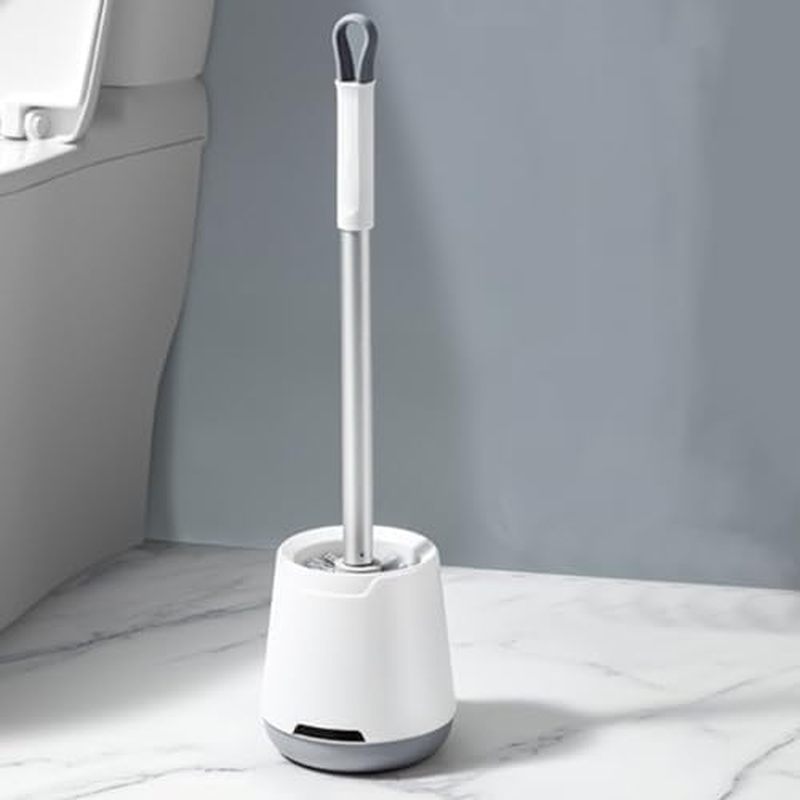 Toilet Bowl Brush Hard Bristles Toilet Brush and Holder Set with Long Handle Splash-Proof Compact To
