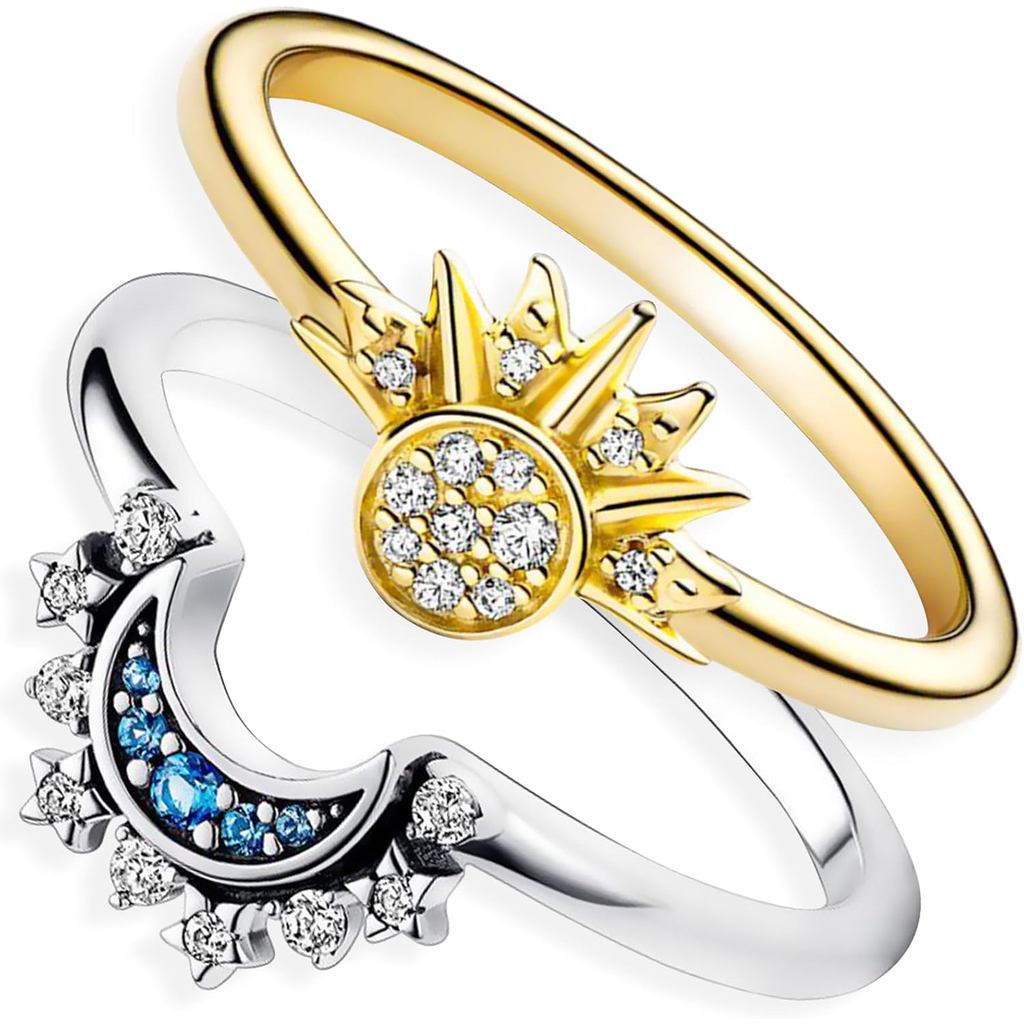 Nhẫn Opal Cho Nữ, Bạc 925 Có Thể Xếp Chồng Đính Đá Cubic Zirconia Bộ Nhẫn Vương Miện Đá Opal Trang S