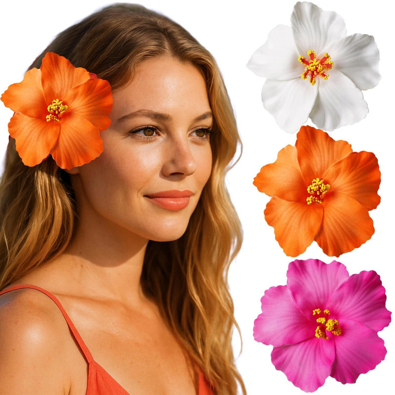 [Vibrant Hawaiian Style] Hawaiian Style Flower Hair Clip With Bright Design For Women Hair Clip/Hibi