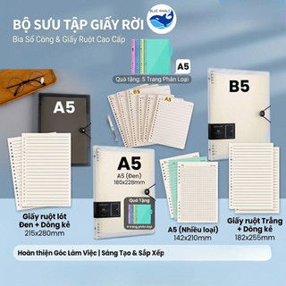 Bộ Giấy Ruột Vở A5/B5 60 Tờ Dùng Thay Thế Cho Sổ Còng Sổ Tay Ghi Chép