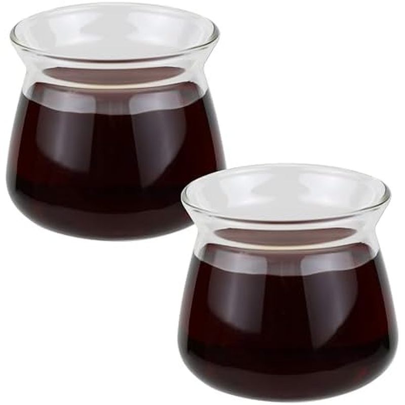 EIKS Set of 2 Borosilicate Glass Cups, 6 oz Capacity, Round Shape, Perfect for Espresso, Coffee, Tea