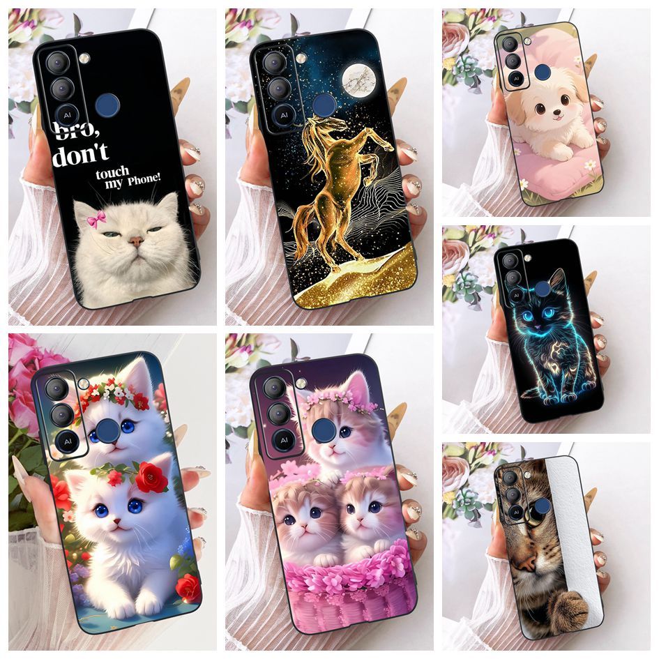 Ốp Lưng Dễ Thương Cho Tecno Pop 5 LTE BD4 BD4i BD4a / Pop 5 Pro BD4j BD4h Bao Hoạt Hình Mèo Ngựa Mềm