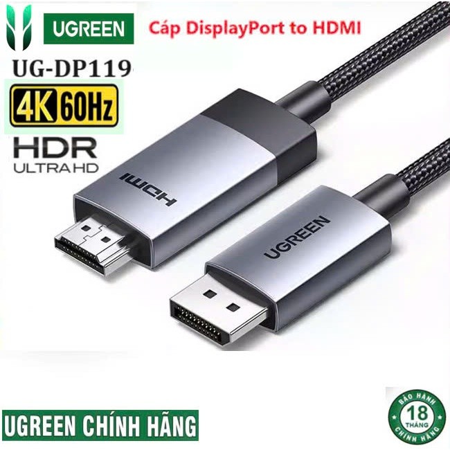 Cáp Displayport to HDMI Ugreen 15773 15774 DP119 10202 10204 DP101