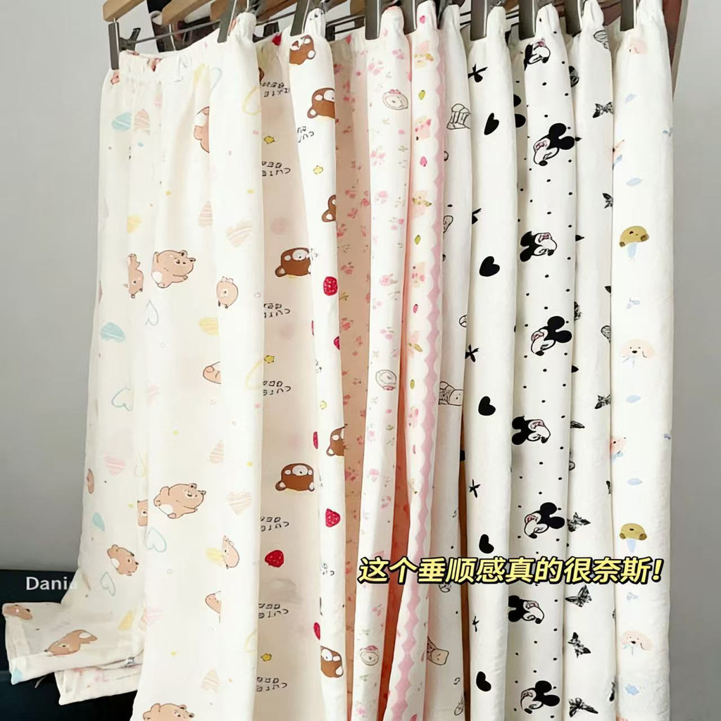 Plus-size loose-fitting thin summer pajama pants for women, cloud cotton long pants suitable for spr