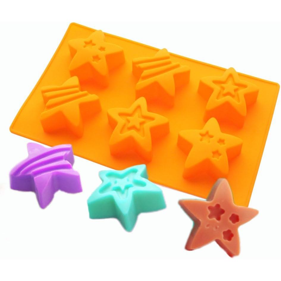 Khuôn silicon X-Haibei Super Rock Stars - Xà phòng đa năng đường kính 2,8 inch, Bút chì, Máy làm sô 