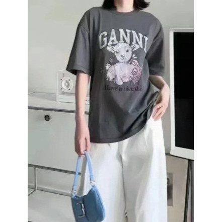 C2XS GAN* Summer New Lamb Digital Print Round Neck Short Sleeve T Loose-fitting casual versatile pul