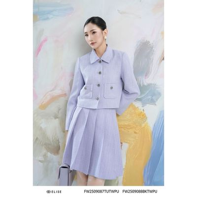 Áo khoác tweed tím túi ốp thiết kế Elise FW2509087TUTWPU