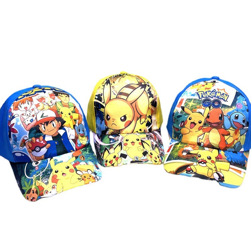 Mũ trẻ em xuyên biên giới Mũ bóng chày Pikachu In hình Pokemon Mũ hoạt hình Mũ chống nắng cho trẻ em