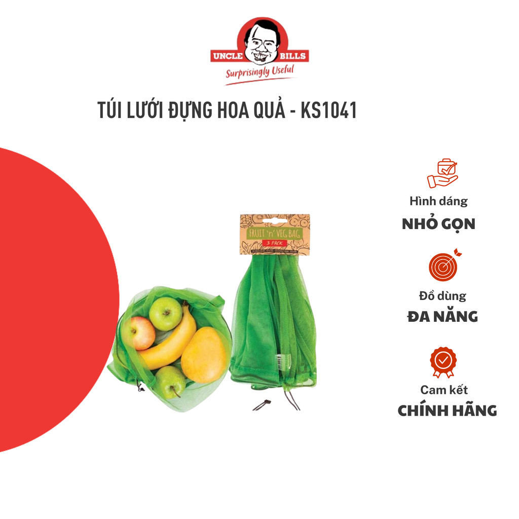Túi lưới đựng hoa quả 3 cái UNCLE BILLS KS1041