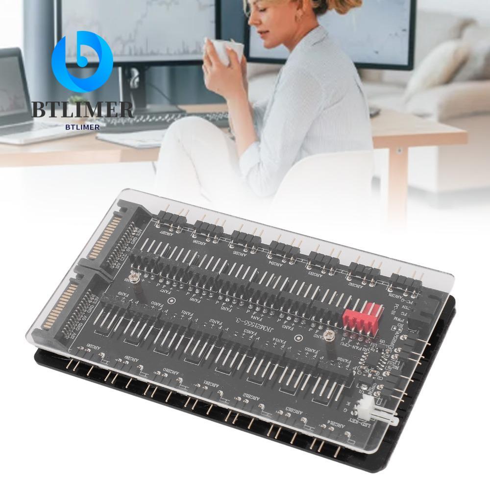 Hub quạt BTLIMER ARGB, Giao diện SATA với Hub quạt 2 trong 1, Hub quạt 3Pin ARGB 4Pin PWM Fan Hub Má