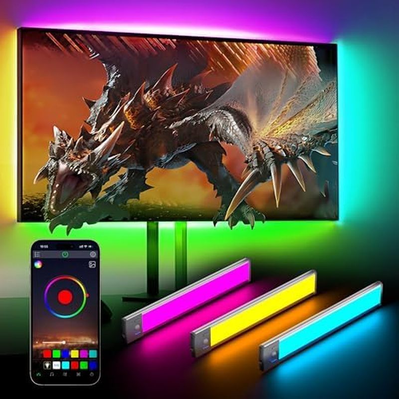 LEPOTEC Wall Lights, 10" Under Cabinet Lighting with Music Sync, 2200mAh Rechargeable Wireless Motio