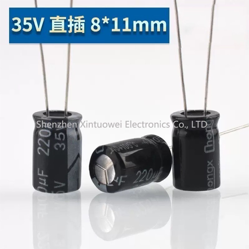 (20 Cái) Tụ Điện Nhôm 35V 220UF Tuổi Thọ Dài Tụ Điện DIP-2 220UF35V 8x11mm