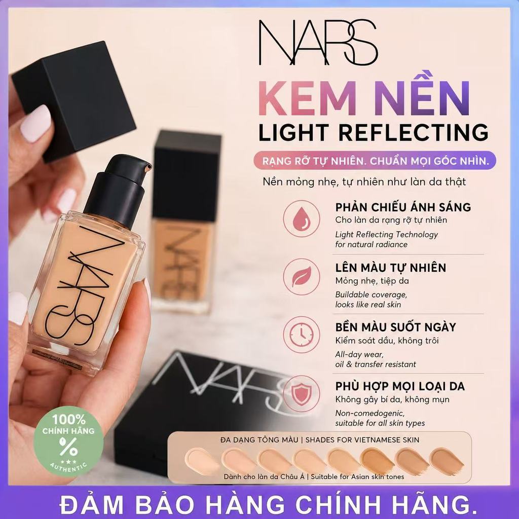 [Chính Hãng] Kem Nền ℕ𝔸ℝ𝕊 Light Reflecting Foundation 30ml Fullsize/Fullbox | Nhẹ Mặt, Dễ Dùng