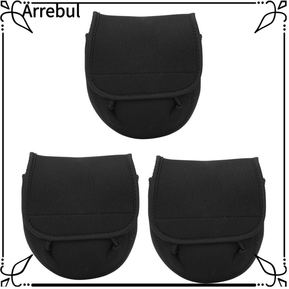 ARREBUL 3 Chiếc Máy Câu Cá Có Túi, Làm Dày 14 * 14 * 6cm Câu Túi, Bền Nhẹ Màu Đen Câu Cá Bao Da Lưu 