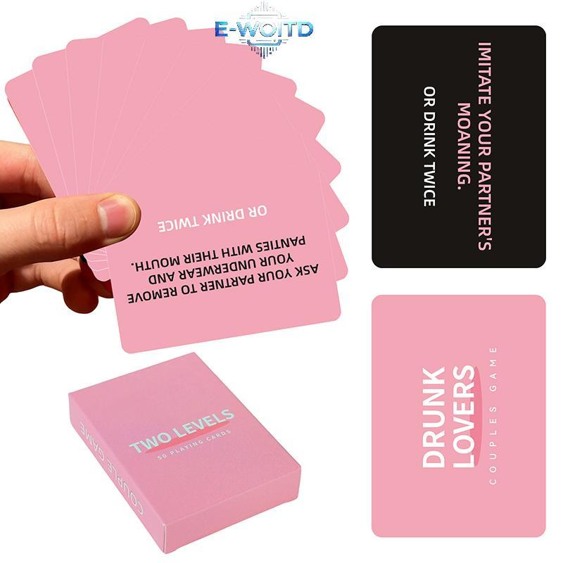 E-WOITD Những người yêu say rượu - Trò chơi cặp đôi Trò chơi bài cho đêm hẹn hò, 50 thẻ trò chơi, Va