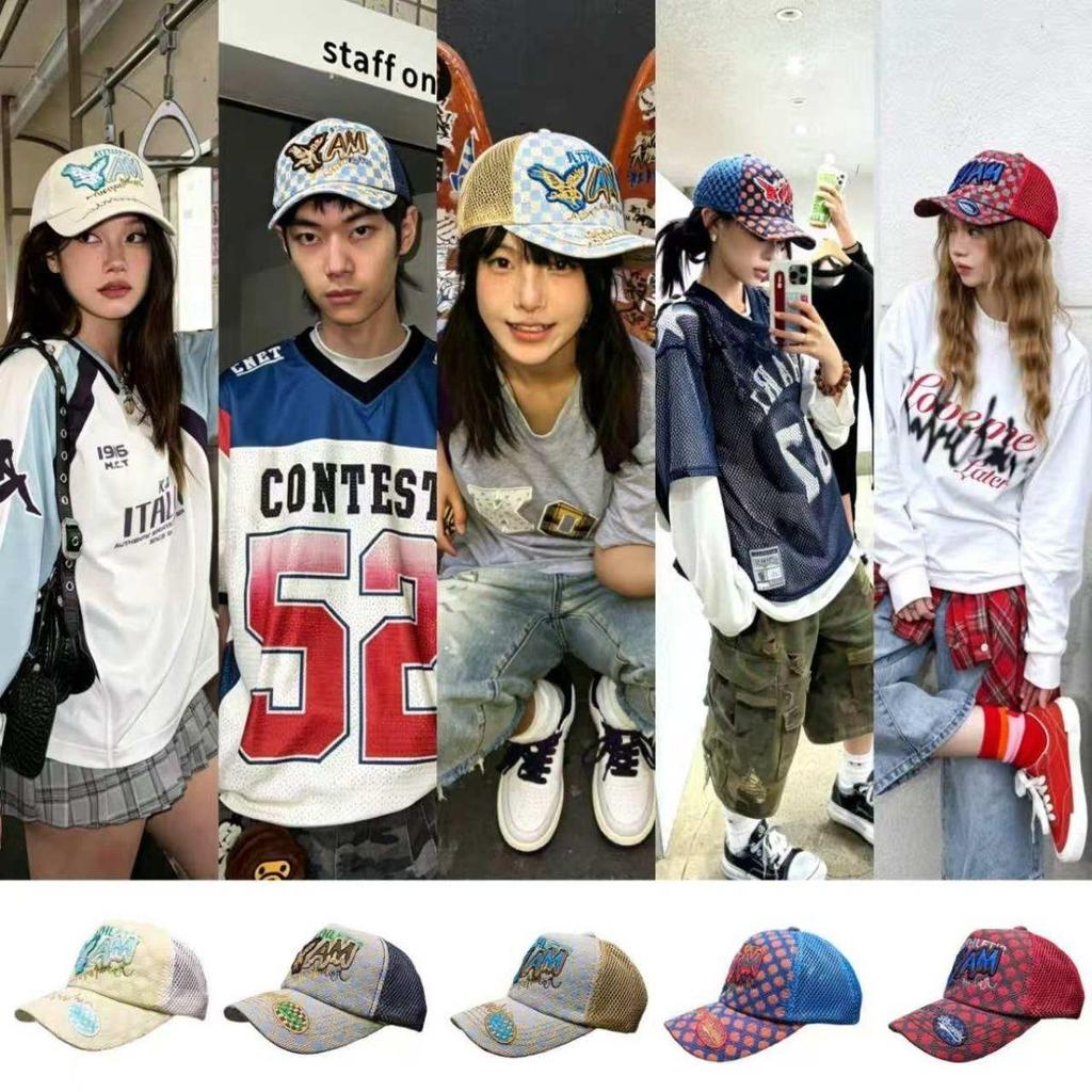 Mũ Mỹ Retro Mũ Bóng Chày Y2K Thiên Niên Kỷ Hot Girl Thêu Hip-Hop Lưới Mũ Đường Phố Đau Khổ Mũ