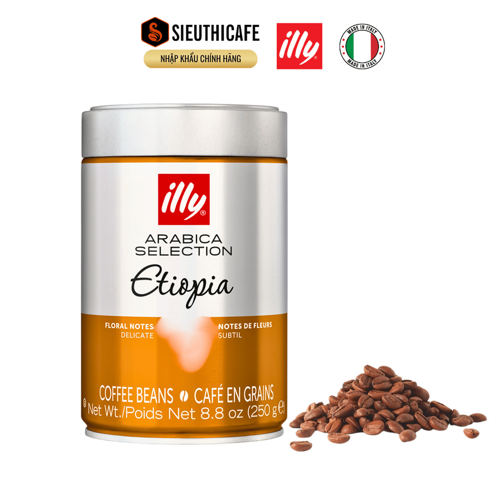 Cà Phê Hạt Illy Coffee - Arabica Etiopia – 100% Arabica - Lon 250g