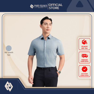 Áo sơ mi tay ngắn nam Phan Nguyễn, chất liệu modal cao cấp, mềm mát, form slim fit SMC.561