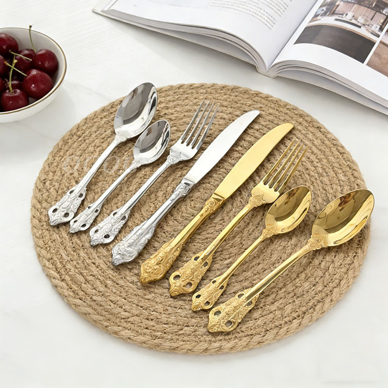 304Stainless steel Western-style cutlery set gold silver tableware for restaurant and home use, dess