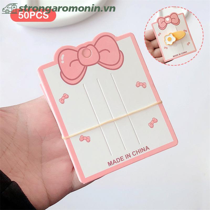 ST 50 Chiếc Nơ Màu Hồng Hiển Thị Thẻ Cho Kẹp Tóc Trang Sức Pao DIY Tông ST