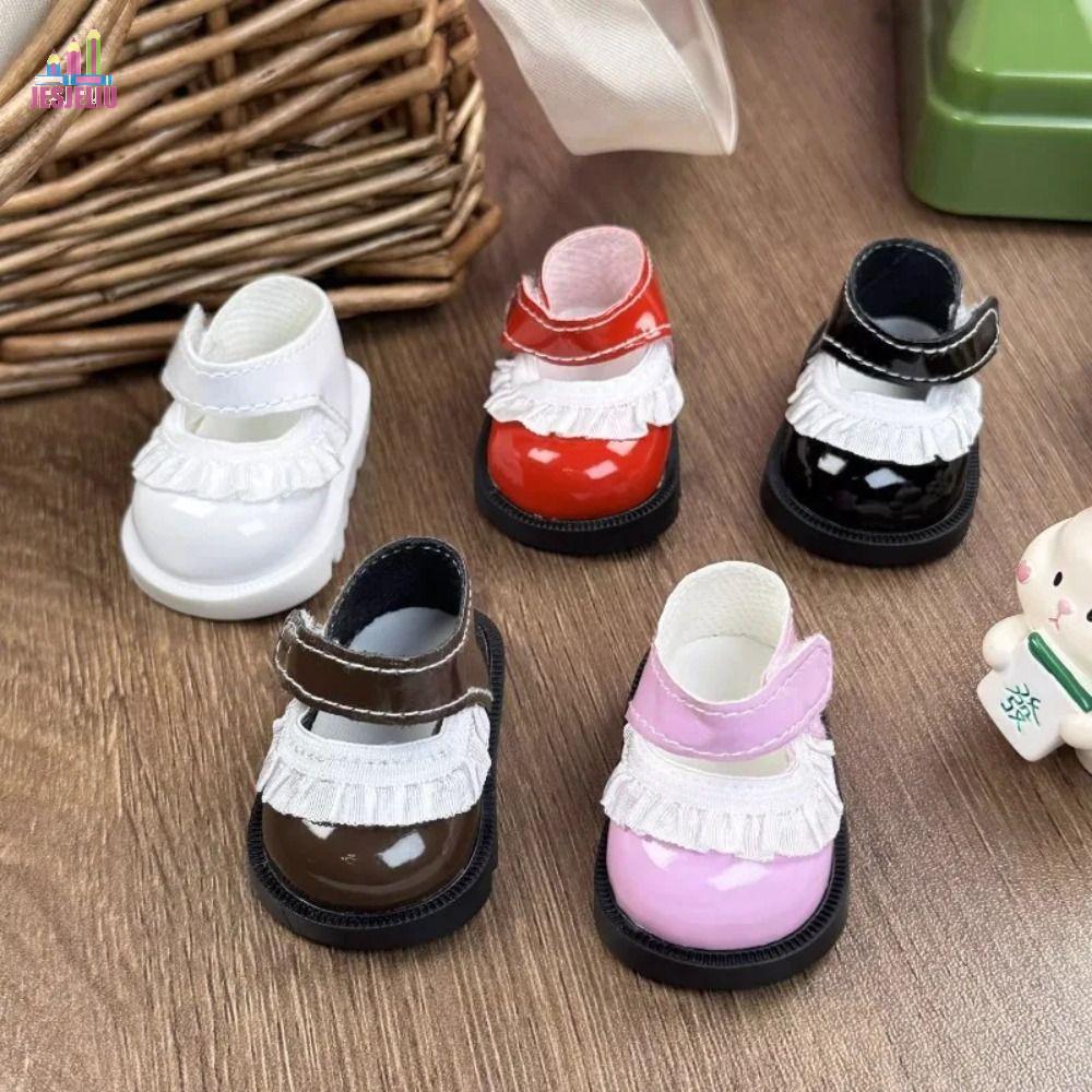 Giày da JESJELIU Búp bê, Giày bốt da PU Giày búp bê nơ da PU, Giày mini Giày búp bê DIY Handmade Già
