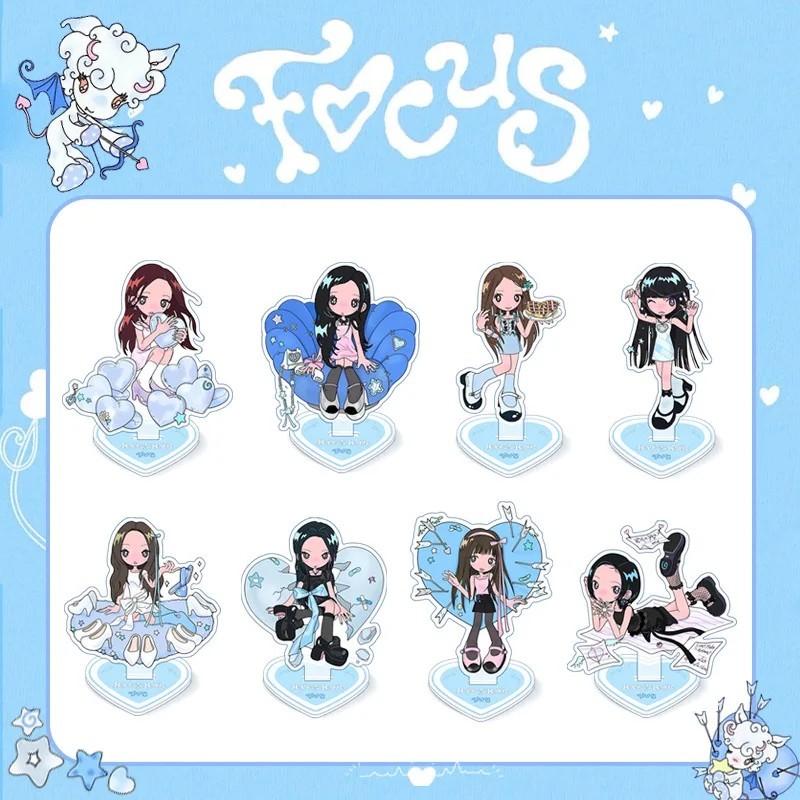 Standee Hearts2Hearts Album FOCUS mô hình mica trang trí Kpop H2H JUUN CARMEN IAN A-NA YUHA STELLA J