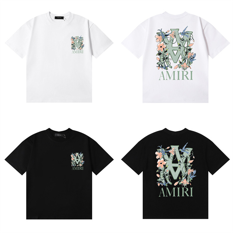 Áo thun nam nữ Amiri Áo thun ngắn tay Cotton in hình mới
