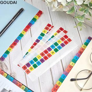 Nhãn dán nhãn chỉ mục bảng chữ cái GOUDAI, Nhãn dán trang bảng chữ cái chống nước đầy màu sắc, Dấu phân trang Dải nhỏ Công cụ lập kế hoạch học tập Bảng chỉ mục dính Chất kết dính