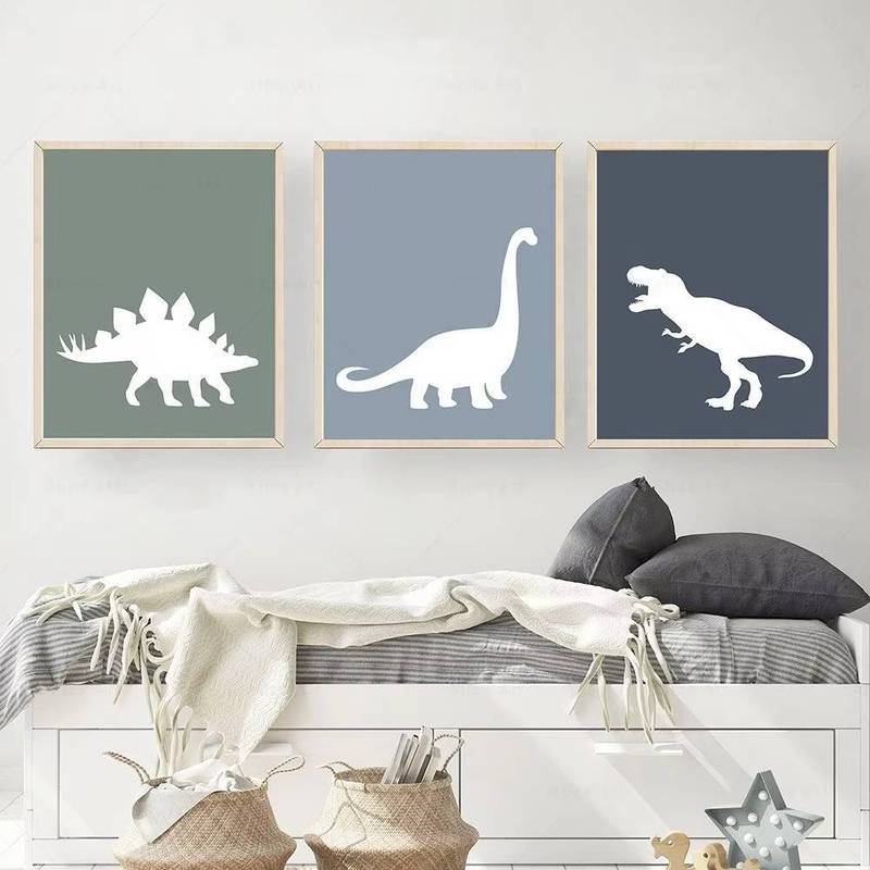 Dinosaur Posters Toddler Wall Art Prints Gift for Toddler Boy Canvas Painting Nordic Pictures for Nu