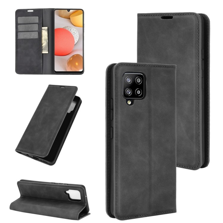 Giao hàng Dành cho Samsung Galaxy A42 5G Bao da hút doanh nhân da cổ điển có giá đỡ & khe cắm thẻ & 