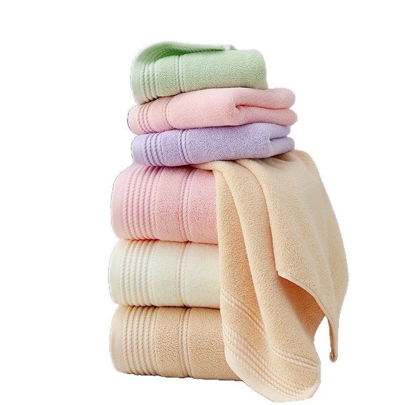 【Ready Stock】 Pure Cotton Plain Bath Towel Absorbent Adult Home Use Big Bath Towel Cotton Embroidere