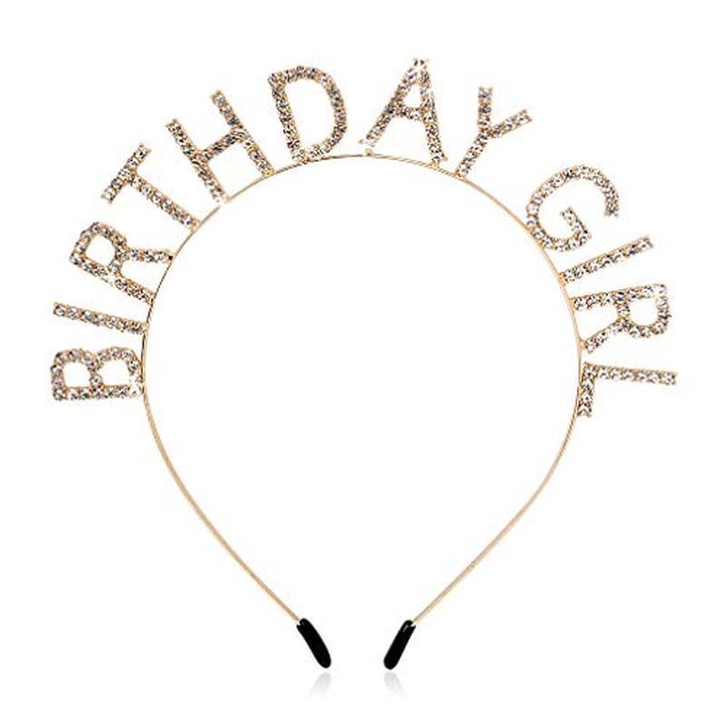 AOPRIE Birthday Girl Headband Tiara for Women & Girls - Happy Birthday Princess Crown Rhinestone Acc