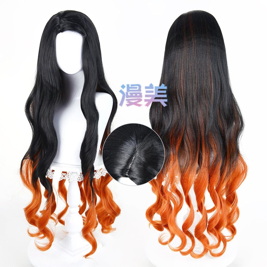 Kamado Nezuko Cosplay - Tóc giả dài đen chịu nhiệt cao cho cosplay anime