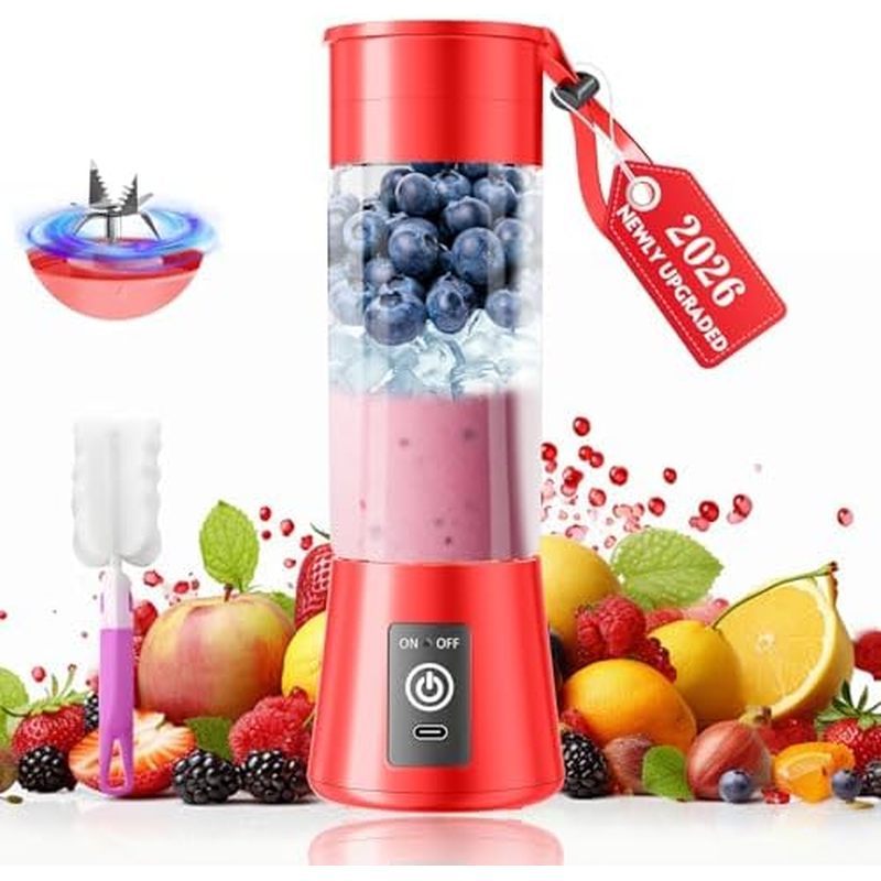 2026 Newly Upgraded Portable Smoothie Blender - Cordless Personal Blender Type-C Rechargeable, 13Oz 