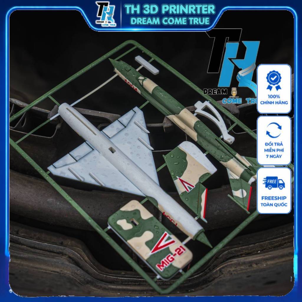 MIG 21 – Mô Hình Máy Bay Chiến Đấu Huyền Thoại KitCard In 3D (Dài 20cm, Nhựa PETG)