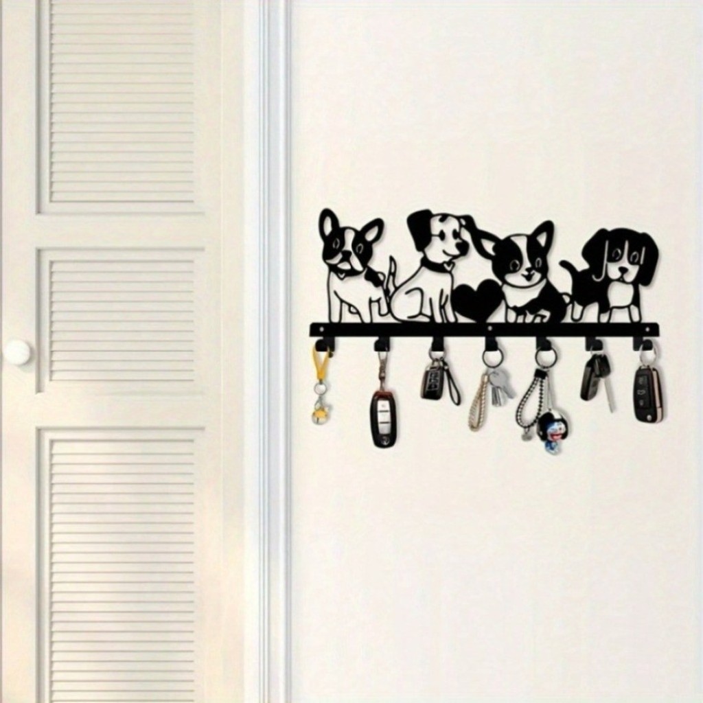 HELLOYUNG Farmhouse Dog Key Holder Wall Mount Organizer Entryway Trang trí