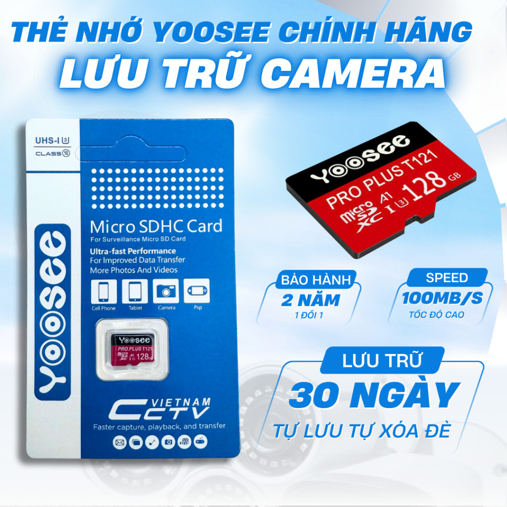 [BẢO HÀNH 2 NĂM] Thẻ nhớ 128Gb/ 64Gb/ 32Gb/ 16Gb chuyên dụng cho camera Yoosee Plus - chịu nhiệt tốt