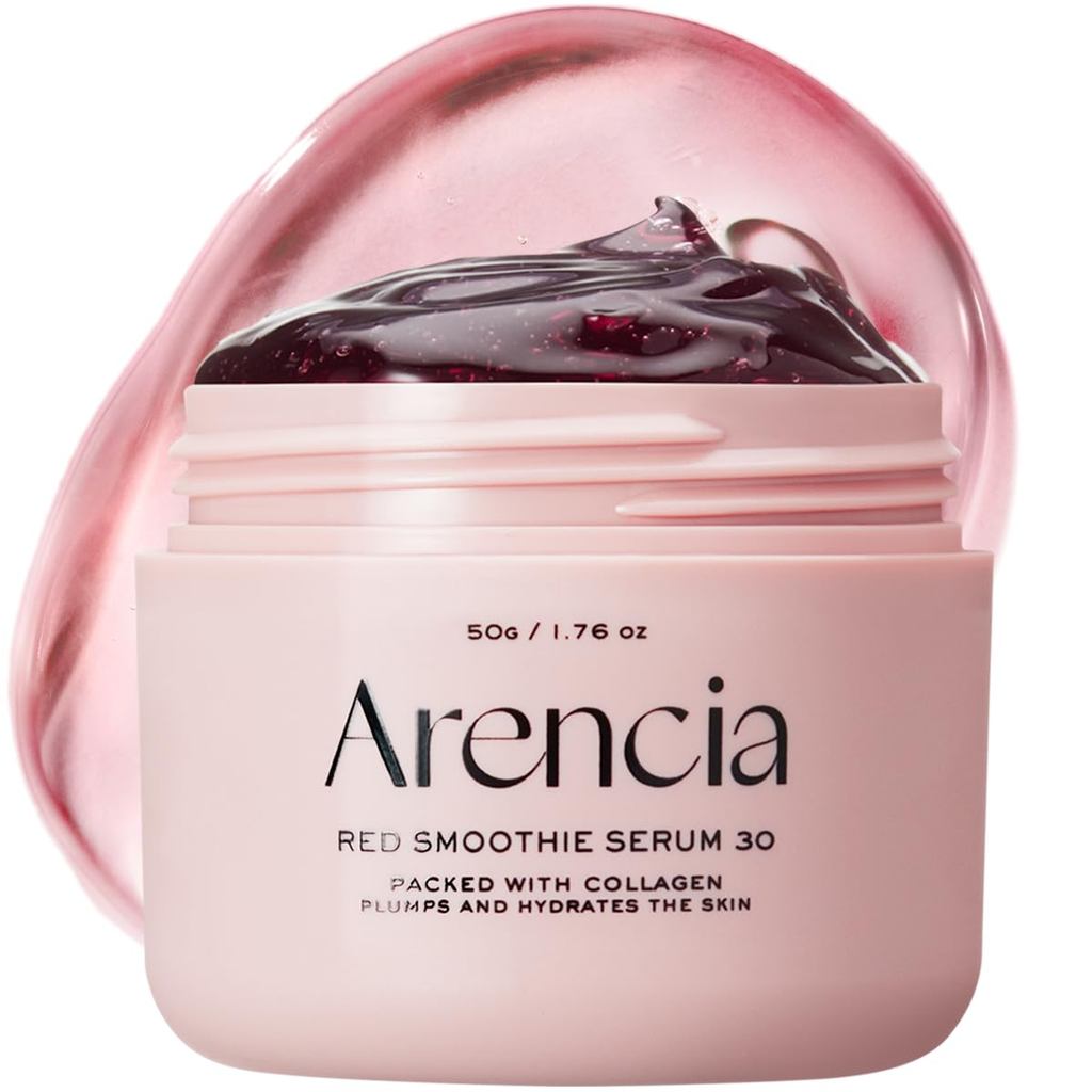 Arencia Overnight Red Smoothie Face Serum, Phát sáng & Làm dịu da với 30% collagen đỏ, Niacinamide, 