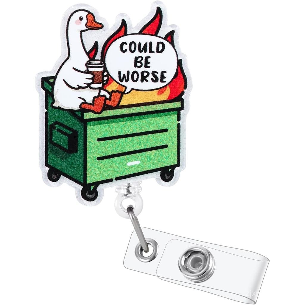 Có thể tồi tệ hơn Ngộ nghĩnh Goose Dumpster Fire Nurse Badge Reel, Giá đỡ huy hiệu ID có thể thu vào