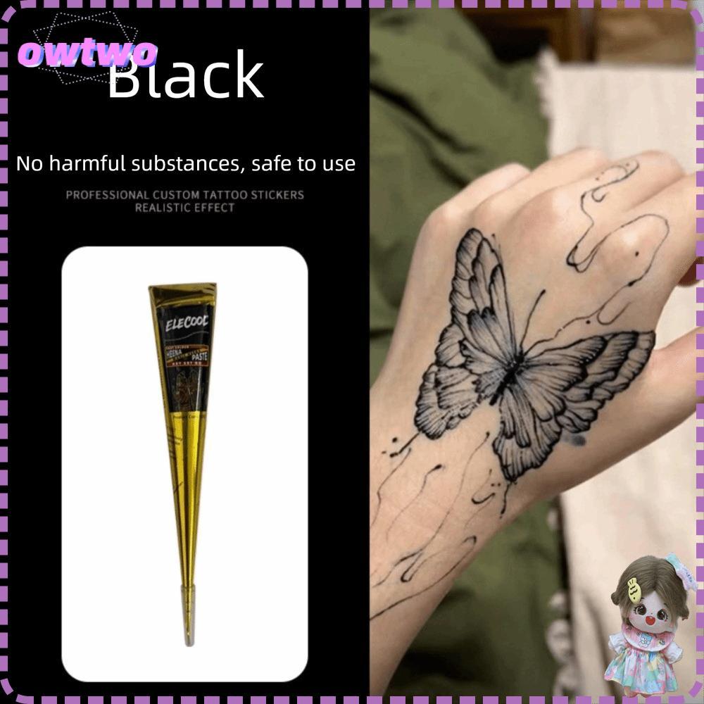 Kem xăm hình Henna OWTWO, Dễ sử dụng Bán vĩnh viễn Henna Paste Cone, Mehndi Tạm thời Đen Nâu Nâu Hen