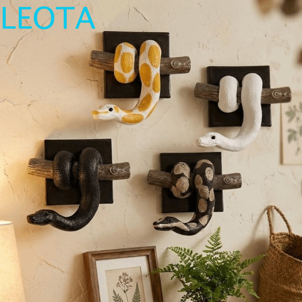 Điêu khắc rắn kim loại 3D LEOTAKF, Nhựa Gothic Accent Quả bóng vàng Nghệ thuật treo tường Python, Th