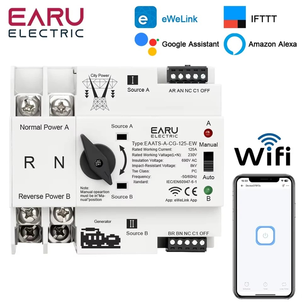Bộ chuyển nguồn tự động ATS 100A 2P/3P/4P LW2R chuyển mạch nguồn điện an toàn và hiệu quả