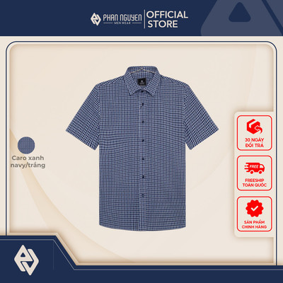 Áo sơ mi họa tiết kẻ nam Phan Nguyễn, chất liệu bamboo mềm nhẹ, mát, form slim fit SMC.542