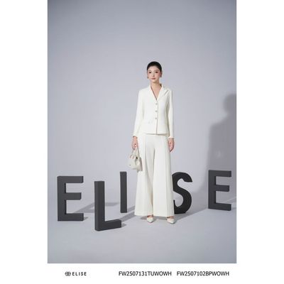 Quần suông trắng bấu mí túi chéo thiết kế Elise FW2507102BPWOWH